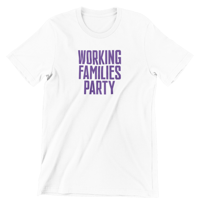 Working Families Party Tee ( White / Grape Purple Print )